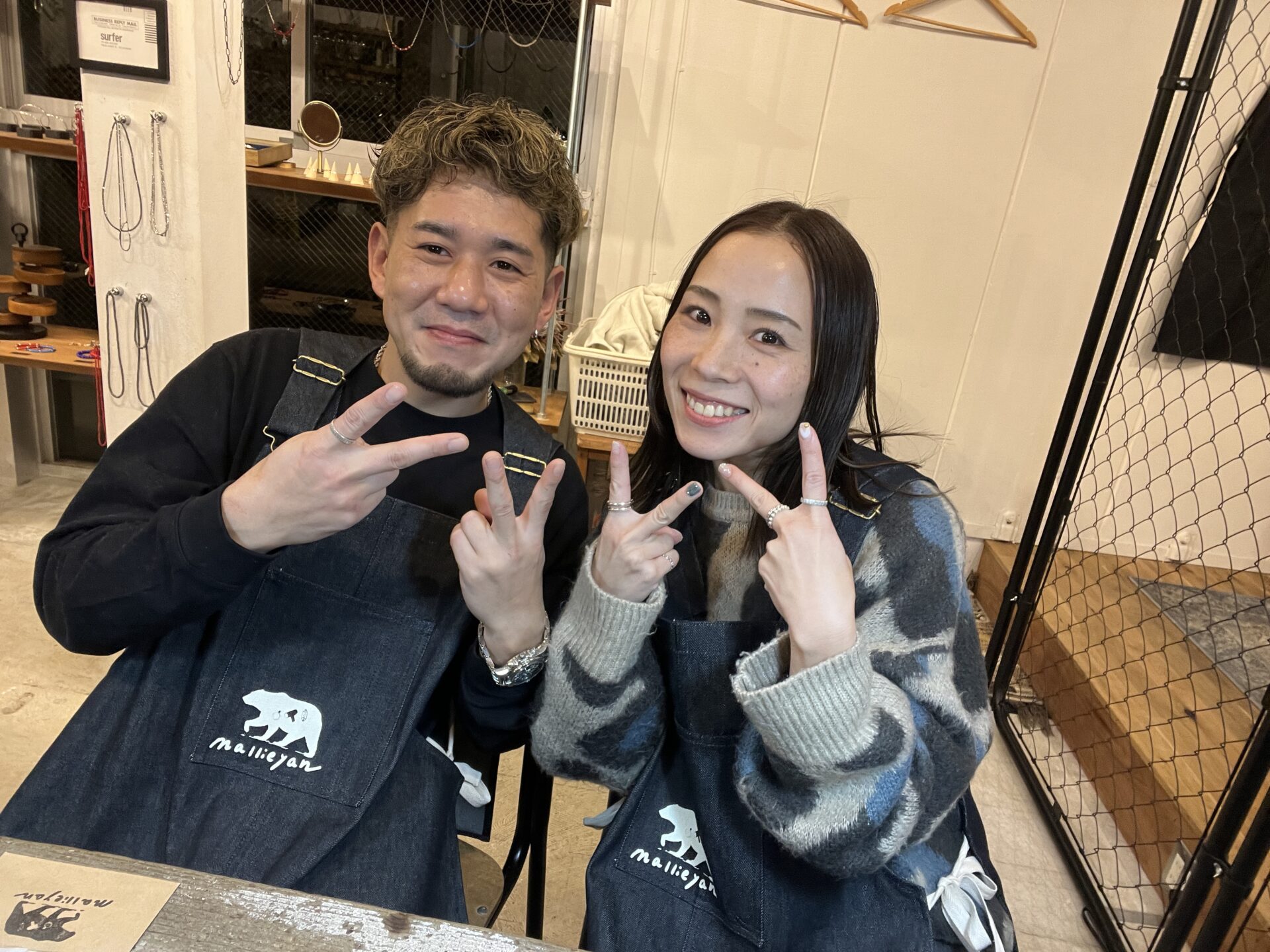 カップルでお揃いの縦槌目リング製作体験（東京店）